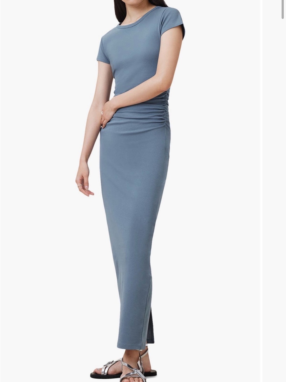AllSaints Katarina Blue Slim Fit Cap Sleeve Maxi Dress